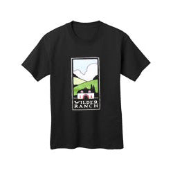 a black t-shirt featuring an illustration of Wilder Ranch State Park