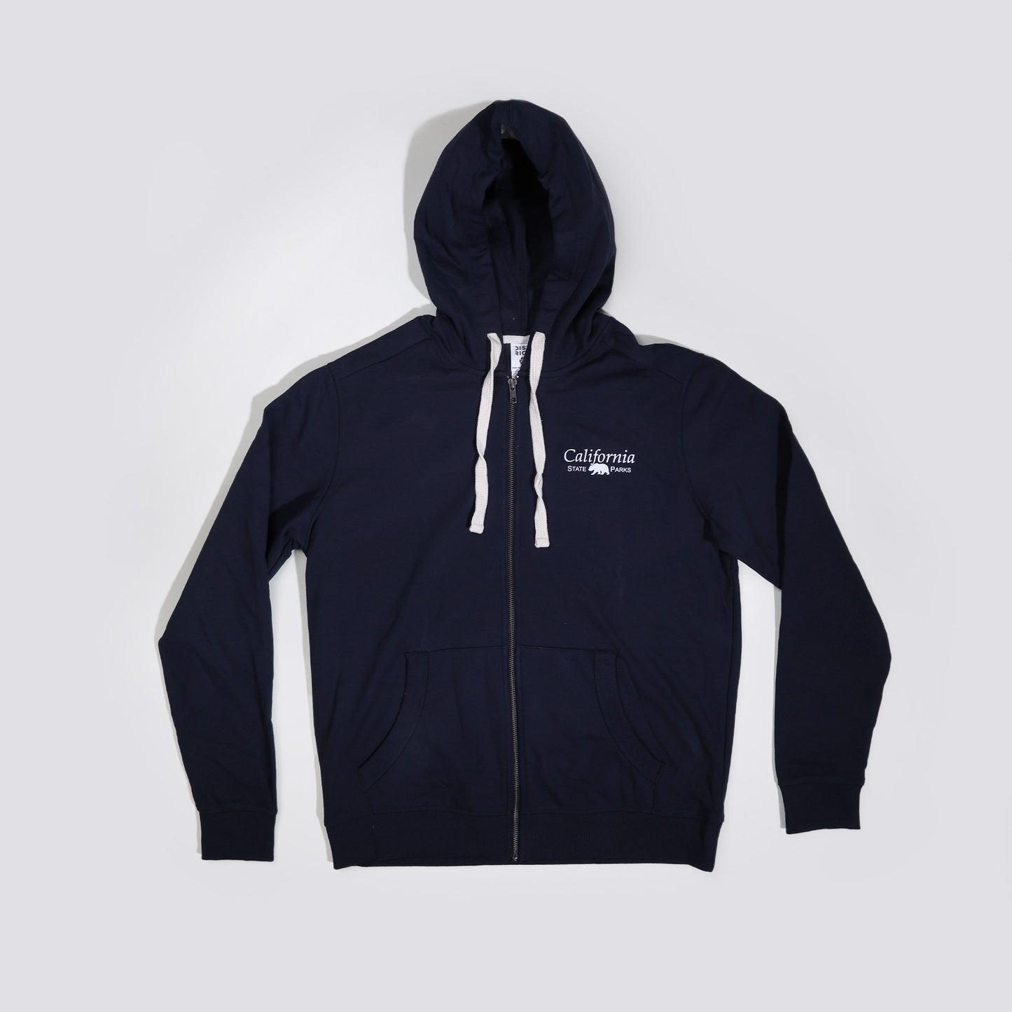 a navy blue zippered hoodie with a grizzly bear and the words California State Parks on one side