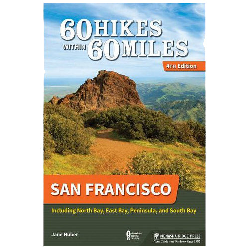 the cover of 60 Hikes within 60 Miles of San Francisco, featuring a scenic mountain view