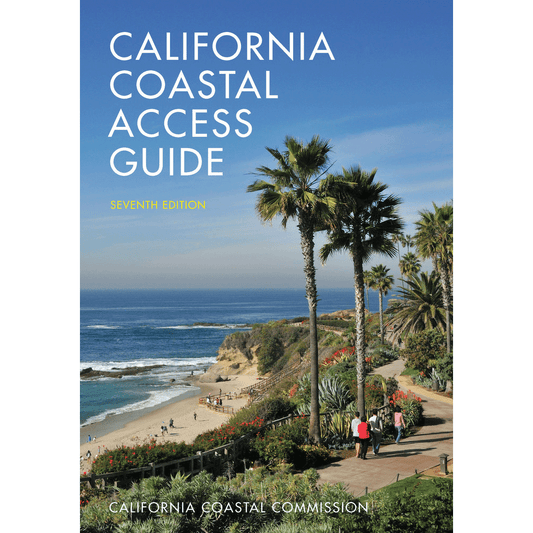 the cover of California Coastal Access Guide, featuring palm trees and a beach view
